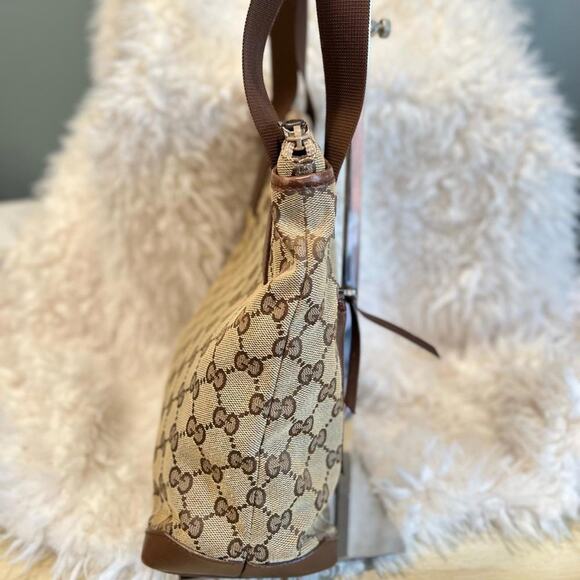Gucci Canvas and Leather GG Web Tote Shoulder Bag (GGXX130) - Picture 4 of 11